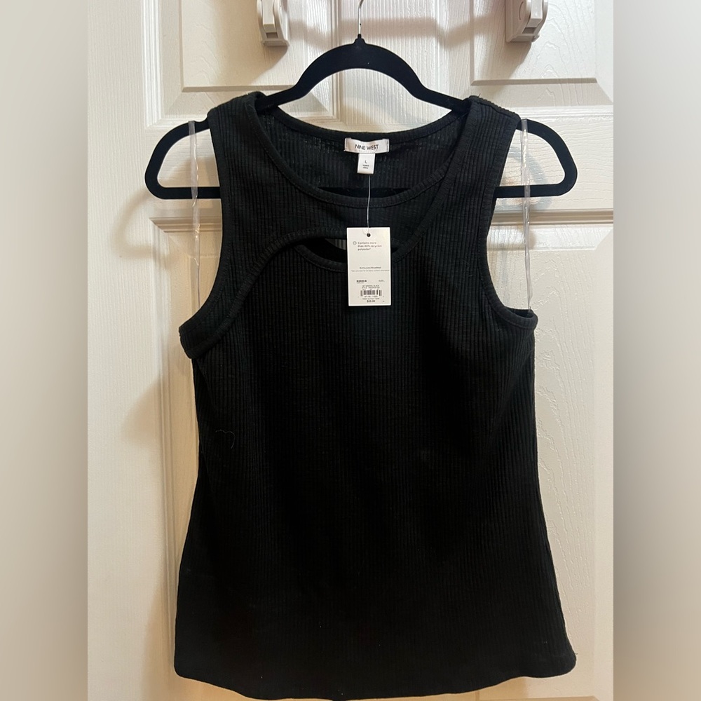 Nine West Black Ribbed Women's Tank Top size Large